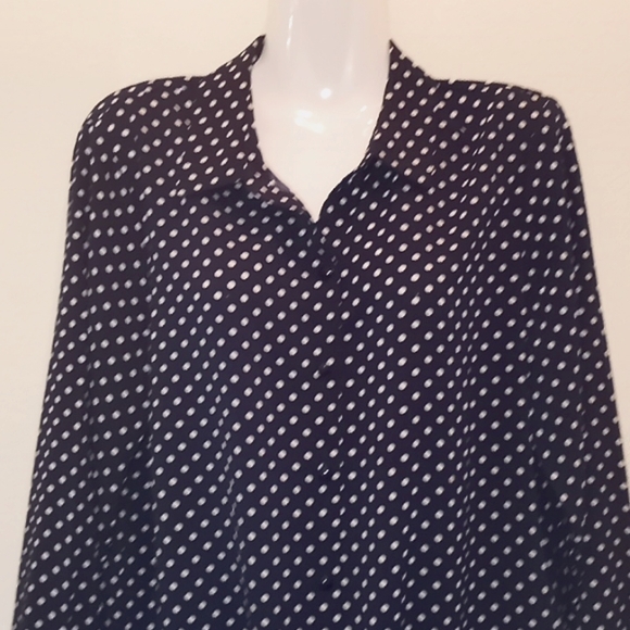 Susan Graver Polka Dot Long Sleeved Blouse-#0121 - Picture 3 of 11
